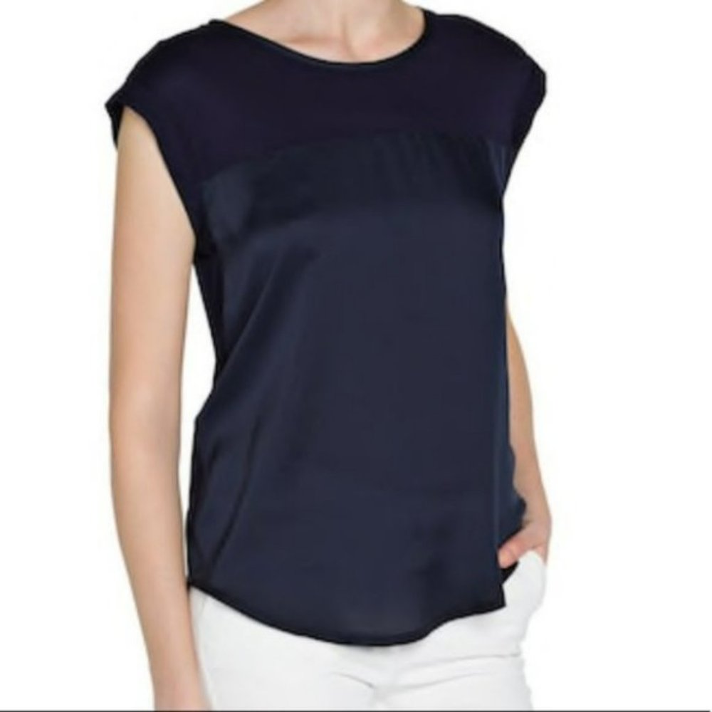 MNG Basics Black Satin Panel T-Shirt